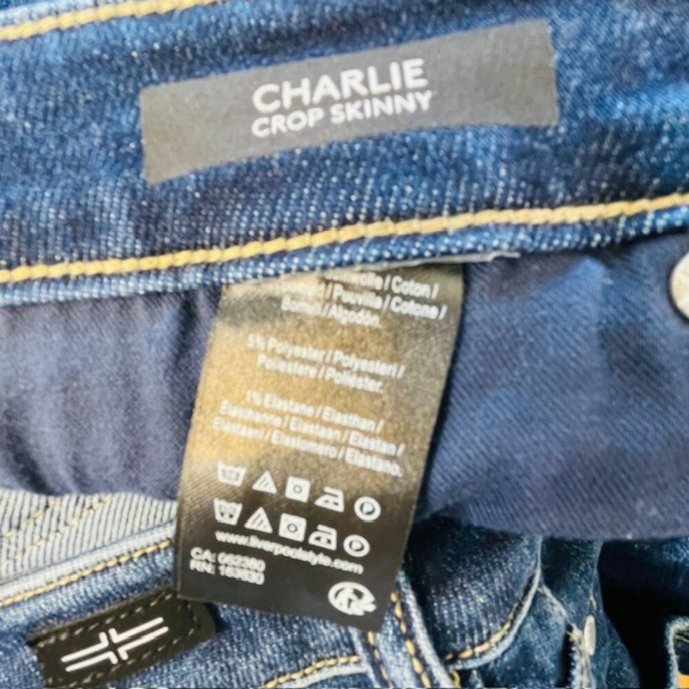Liverpool Charlie Stretch Denim Mid-Rise Crop Leg Wide Rolled Cuff Jeans 16W - Picture 8 of 10
